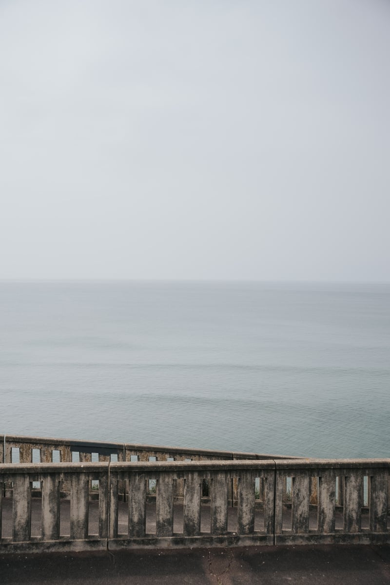 Dirty Fence and Fog over Sea